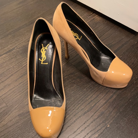 Yves Saint Laurent Shoes - YSL Tribute two suede and patent leather toe pump